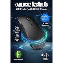 Ultra Slim Sessiz Tıklama Bluetooth Şarjlı 2.4ghz Kablosuz Mouse 1600dpi Siyah 69113 - 934910159 Diğer