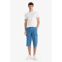 DeFacto %100 Pamuk Hafif Kumaş Regular Fit Jean Uzun Bermuda Şort F4223AX25SMNM39