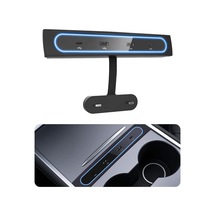 Tesla Model 3/y İçin Usb Şarj Cihazı - Çoklu Bağlantı Noktası Ve Mavi Led Işıklı Usb Hub Siyah