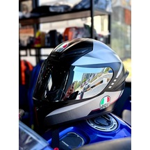 Agv K1 S Lap Matt Black Grey Red Kapalı Kask Silver Vizör + Şeffaf Vizör Gri