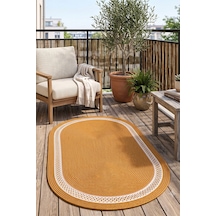Villadia Home Textile Jüt Hasır Oval Kilim Dekoratif Örgü Model Halı Salon Oturma Odası Mutfak Koridor Yatak Odası Banyo Balkon Yolluk Bohem Ev Dekoru 242hasırkrem