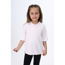 Toontoy Kids Toontoy Kız Çocuk Polo Yaka Baskılı Tişört Pudra