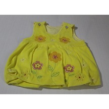 Beyzababykids Kız Bebek Çiçek Nakışlı Kadife Elbise