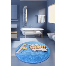 Wow Djt Çap 100 Cm Banyo Halısı, Paspas Mavi