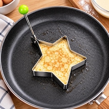 Paslanmaz Çelik Yumurta Ve Krep Şekillendirici Kalıp, Yapışmaz Pancake Omlet Pişirme Aparatı, Kahvaltılık Yumurta Formu, Pratik Metal Pişirme Kalıbı Beş Köşeli Yıldız Çok Renkli