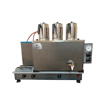3 Demlikli Çay Ocağı Gümüş Gri Boyalı Çay Kazanı Elektrik + Tüplü