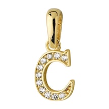 Goldkupe 14 Ayar Altın C Harfi Taşlı Kolye Ucu 0,42 Gr-3450