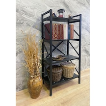 Demo Tanraf Mira Lüx Black 4 Raflı Kitaplık Dekoratif Raf 120X60 Cm. E