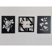 3 Lü Set Duvar Saati Beyaz - Siyah