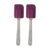 Silikon Spatula, Mutfak Kullanımı İçin Şeffaf Saplı Askılı 2, Mor Diğer