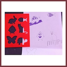 Storeşahin 3d Baskı Hayvan Figürleri Çizim Şablonu - Çoklu Desen Kalıbı - Kırmızı Shn0720
