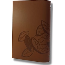 Yaprak Desenli Deri Defter  Kahverengi