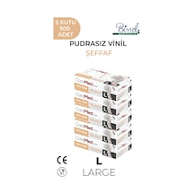 Vinil Şeffaf Pudrasız Muayene Eldiveni L - 5 Paket 100'lü