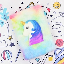 Renkli Gökkuşağı Unicorn Squishyli Peluş Defter