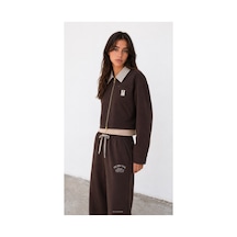 Quzu Çift Kat Detaylı Ceket Kahverengi
