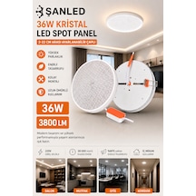 36w Kristal Beyaz Işık Led Spot Panel 3800 Lümen 2-22 Cm Ayarlanabilir Çaplı Tavan Aydınlatma 1 Adet