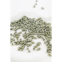 4 Mm Üstü Siyahlı Metalik Yeşil Plastik İnci Boncuk Aksesuar Takı Malzemesi 25 Gr