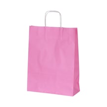 Burgu Saplı Pembe Kağıt Çanta 31x12x41 Cm - 25 Adet