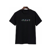 Efnaz Style Anneler Günü Mom Çiçek Temalı Baskılı Oversize Bisiklet Yaka T-shirt - Siyah