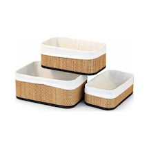 Paçi Wicker Premium Serisi Dikdörtgen 3'lü Set Organizer Sarı