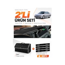 Renault 21 Concorde 1990-1996 Uyumlu Torpido Örtüsü + Deri Bagaj Çantası + Sticker - Siyah Gri