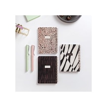 Leopar Desenli 3'lü Spiralli Defter Seti 10x14 Cm Karton Kapak Açık Gri