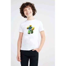 Roblox Minecraft Game Baskılı Unisex Çocuk Beyaz T-Shirt