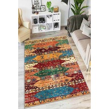 Çok Renkli Kaymaz Tabanlı Etnik Desenli Mutfak Halısı Ar1068n11