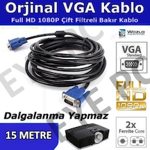 15 Metre Vga Çift Filtreli Kömürlü Kaliteli Görüntü Kablo