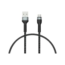Zore Shira Serisi Micro Usb Kablo 30 Cm-Siyah-Siyah