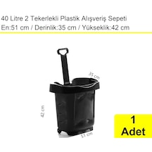 2 Tekerlek Plastik Alışveriş El Sepeti 40 Litre Siyah 1 Adet / En:51 Boy:35 Yükseklik:42 Cm