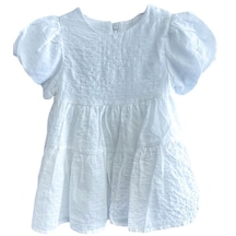Kız Bebek Dokuma Beyaz Elbise-12679-beyaz