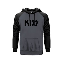 Kiss Logo 2 Gri Renk Reglan Kol Sweatshirt