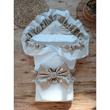 Yenidoğan Mehtap Lüks Kelebek Taç Nakışlı Bebek Battaniyesi Kundak Vizon Vizon