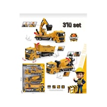 3 Lü Set Büyük İş Makineleri 28 Cm Kamyon Kepçe Mikser