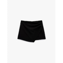 Koton Drape Detaylı Kruvaze Mini Şort Etek Siyah 6sak70095pw Siyah