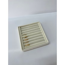 Yerli Üretim Süet Kumaş Krem Renk 15 Cm / 15 Cm Yüzük Sergileme S Krem