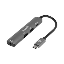 Swv-usbc024 4 İn 1 Gri Metal Typec To 2 Usb2.0 Usb-c, 3.5mm Aux Port Type C Adaptör