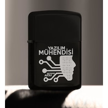 Bk Gift Kişiye Özel Mesleki Yazılım Mühendisi Benzinli Siyah Metal Çakmak - 1