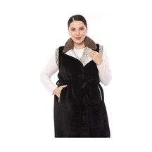 Lady Sharm Kürk Yaka Alpaka Yelek Siyah