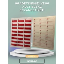 96 Adet Kırmızı Ve 96 Adet Beyaz Eczane Etiketi