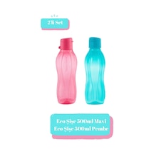 Tupperware Eco Kolay Kapak Şişe 500 Ml Mavi Ve Pembe Suluk Matara Çevre Dostu 2'li Set Siyah