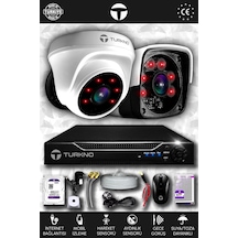 Turkno 2 Kameralı Pania 1 İç Kamera Set 1 TB HDD Full HD Gece Görüşlü Güvenlik Kamerası Sistemi