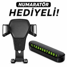 Araç İçi Otomatik Telefon Tutucu Havalandırma Izgarası Uyumlu + Numaratör li Siyah