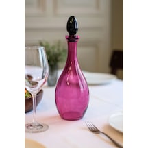 Pembe Cam Kapaklı Sürahi - Pembe Renk Modern Tasarım Damla Karaf
