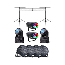 Quenlite Free Paket-5 Sahne Işık Sistemi Seti Top Küre Led Par Moving Head Robot Lazer