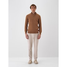 Xint Camel Doğal Yün Dokulu Regular Fit Kazak 801828