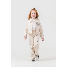 Harby Kids Kız Kalp Kol Nakışlı 3 Lü Takım 3-10 Yaş -142650 - Krem Krem