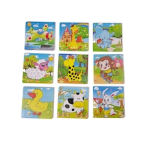 Ahşap Mini Puzzle 16 Parçalı Zemin Eşlemeli 10 Adet