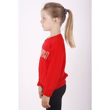 Toontoy Kız Çocuk You Wish Baskılı Sweatshirt Kırmızı